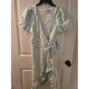 Women's Draper James Striped Wrap Dress M Light Blue White